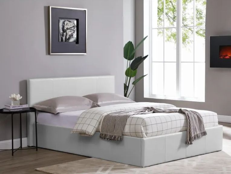 Modern light gas lift up faux leather ottoman king queen double storage velvet bed with storage