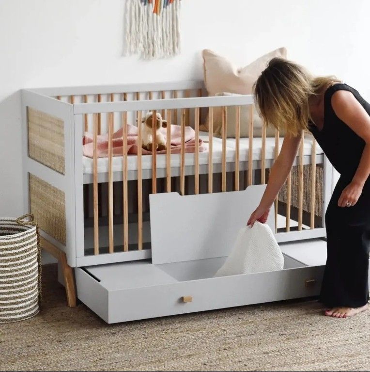 Natural Oak WoodConvertible Baby Crib for Newborn to Toddler Durable and Eco-Friendly Baby Bed