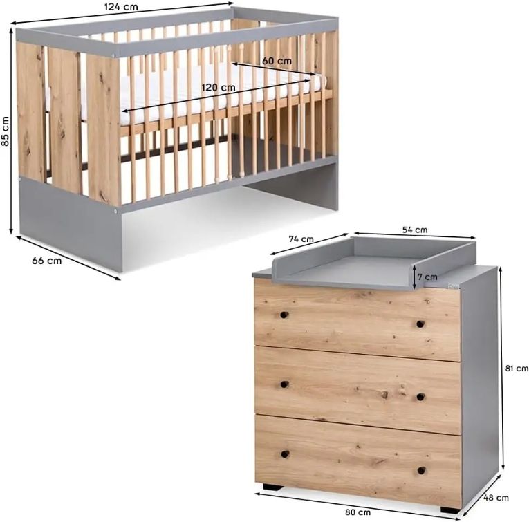 Modern Natural Oak Solid Wood Convertible Baby Crib for Bedroom School