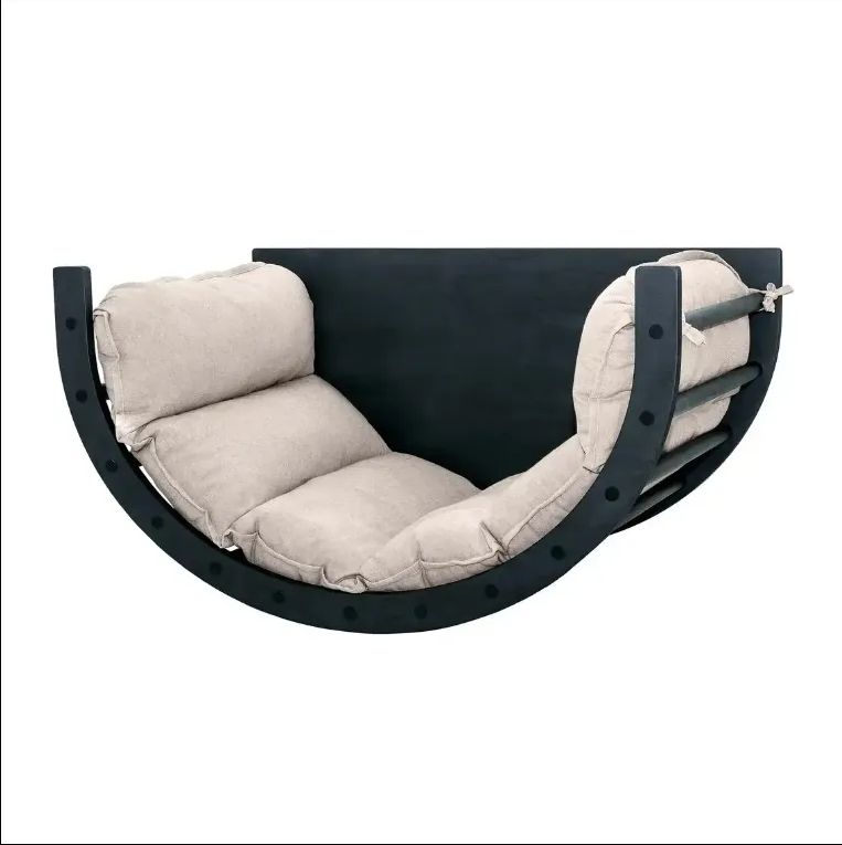 Montessori Wooden Climbing Arch Set with Cushion and Slide Ramp for Children's Outdoor Play