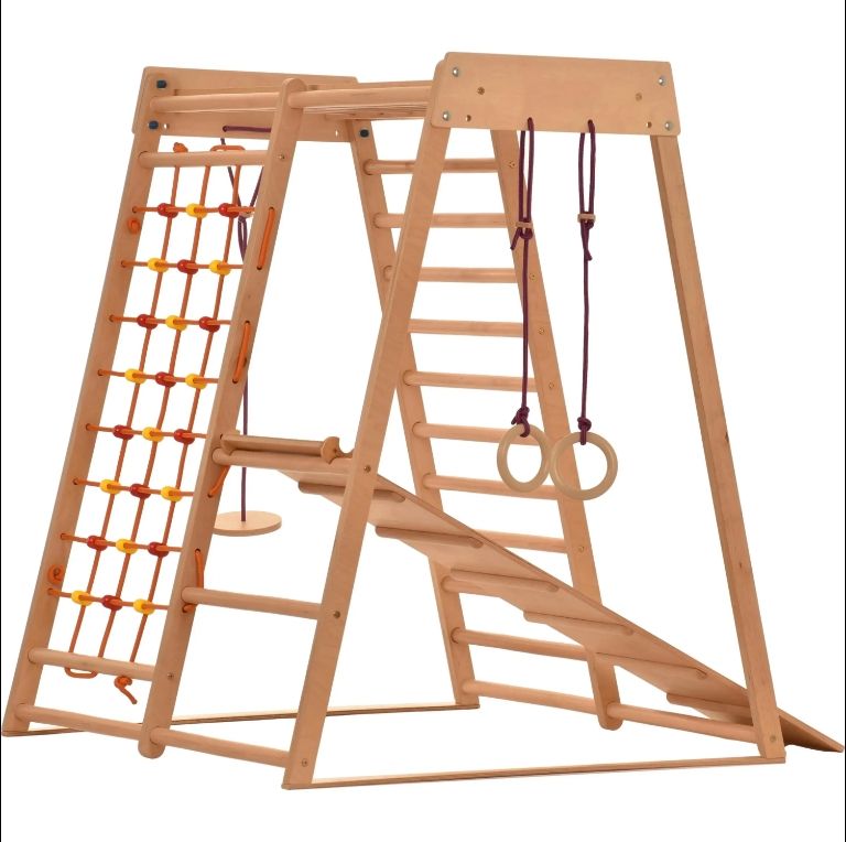 Wood Triclimb Climbing Frame for Ages 1-5 Baby-Friendly Triangle Slide for Indoor Play and Toddler Climbing