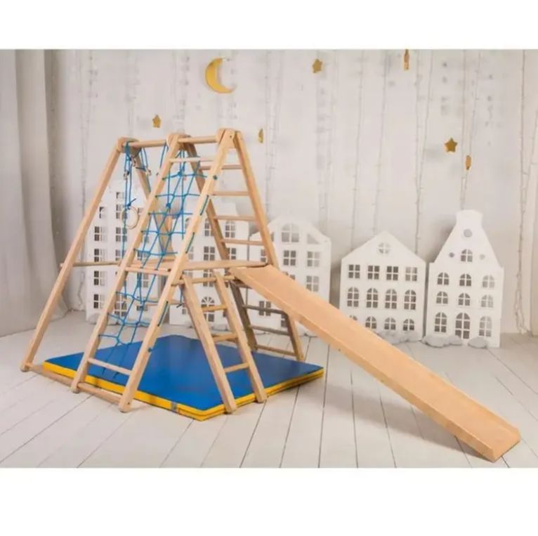 Sturdy Indoor Jungle Gym Foldable Kids Play Area with Monkey Bars Climbing Ladder Swing Slide Perfect Climbing Frames Children