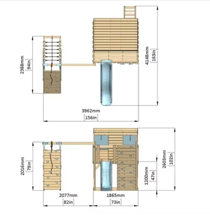 Multifunctional Large Children's Climbing Frame Indoor and Outdoor Wooden Structure