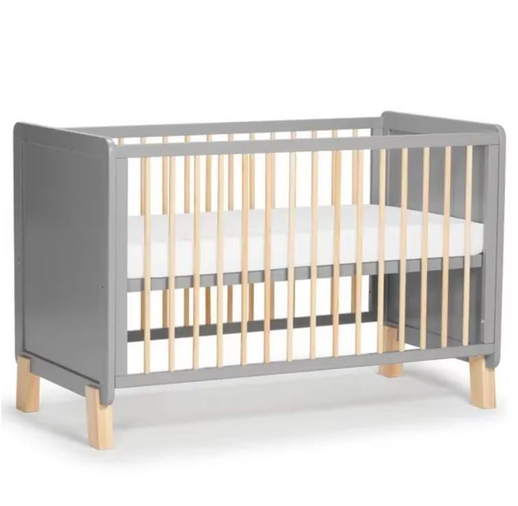 Solid Modern Natural Wood Convertible Baby Crib Durable Handcrafted Wood Construction European Design for Bedroom Hospital Use