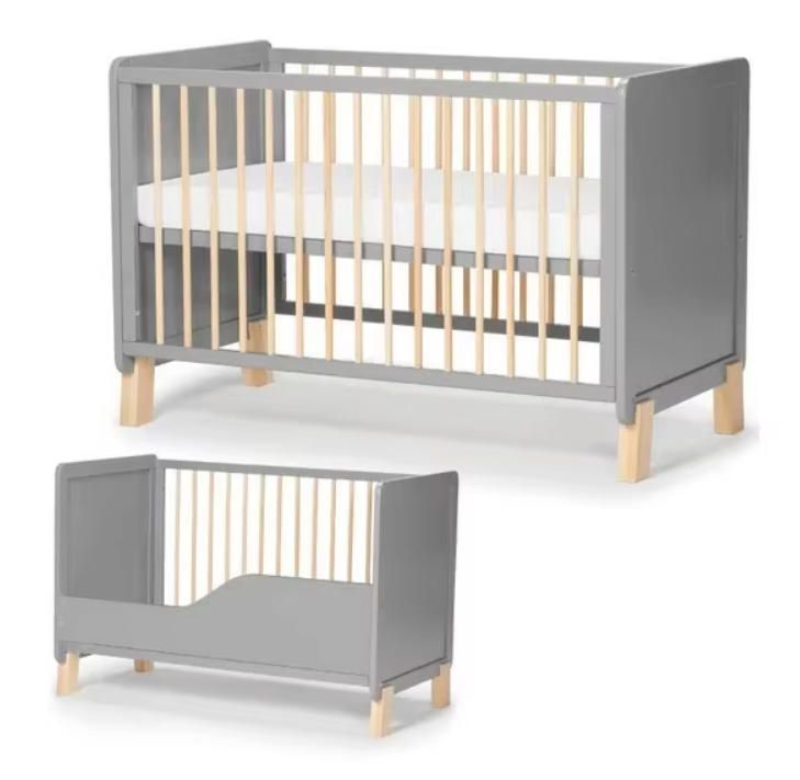 Solid Modern Natural Wood Convertible Baby Crib Durable Handcrafted Wood Construction European Design for Bedroom Hospital Use