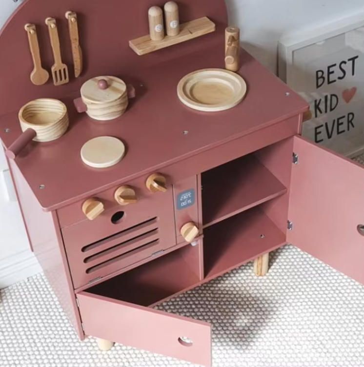 Mini Kitchen Stove and Woodcrafts Accessories for Kids' Pretend Play Role-Play Cooking Set