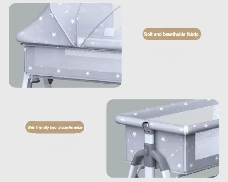 Modern Design Baby Crib Multifunctional Movable Foldable Cradle Bed Rocking Feature Spliced Large Bed for Newborn BB Children