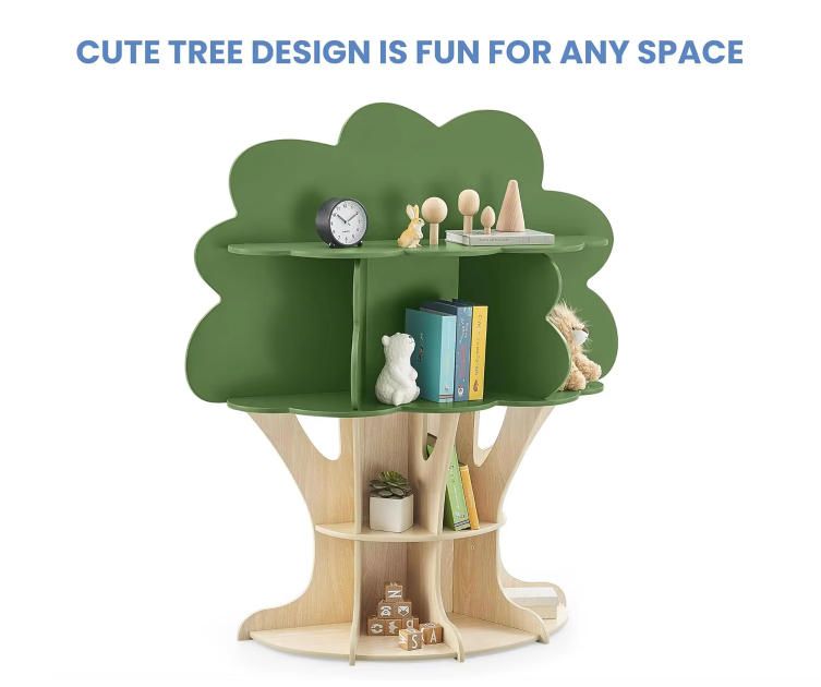 Kids Furniture Children's Wood Tree Bookcase with Multiple Shelf Sizes for Displaying Keepsakes and Providing Plenty of Room