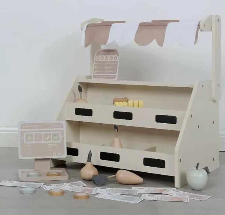 Kids Cream Wooden Color Small Shop Simulation Furniture Toys for Pretend Play
