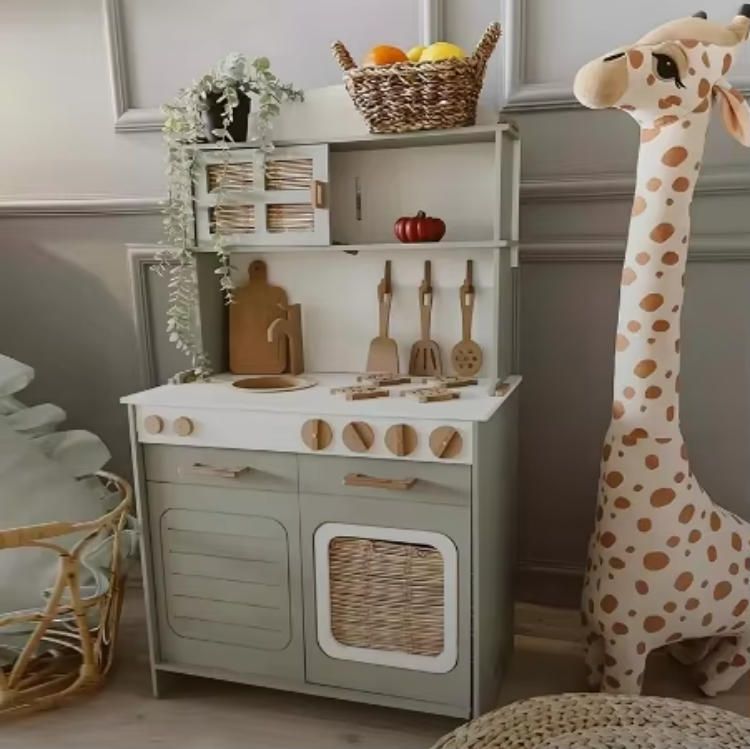 Customized Children's Wooden Kitchen Toy Set Combination Handmade by Customers pretend play wood kitchen