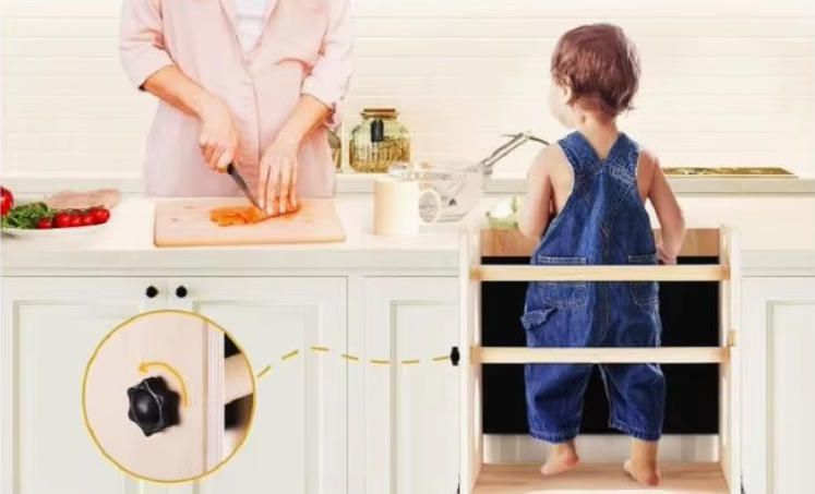 Multifunctional Foldable Wooden Learning Tower Children's Climbing Frame for Home and Drawing Children's Tower Stool