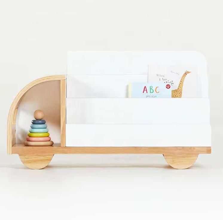 Modern White Truck-Shaped Bookshelves for Kids New Design Bookcase and Toy Storage Cabinet for Bedroom Dining Warehouse Use