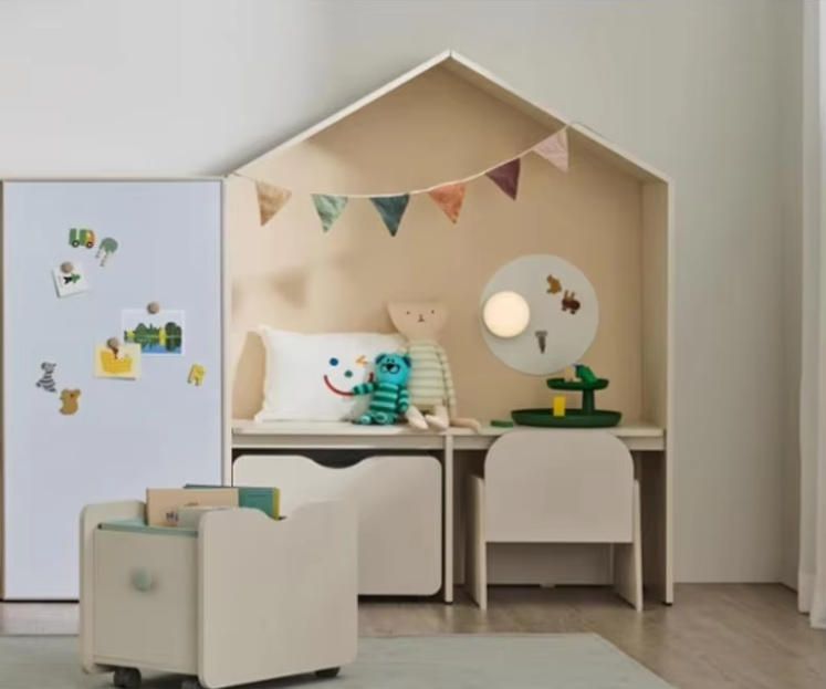 Montessori Style Kids Solid Wood Desk and Chair Set with Organizer and Storage Shelves