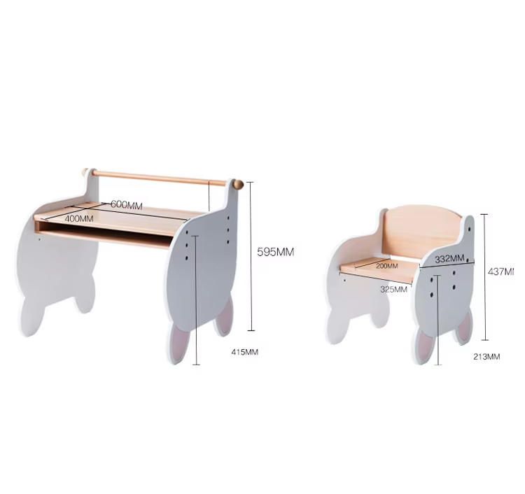 Modern Cartoon-Style Solid Wood Writing Desk and Chair Set for Kindergarten and Primary School Students for Bedroom Study