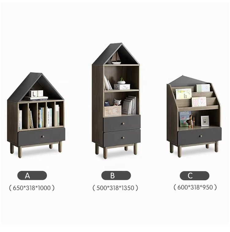 Nordic Style Student Shelf Free Combination Bookcase and Toy Storage Rack for Children and Babies Made of Wood for School Use