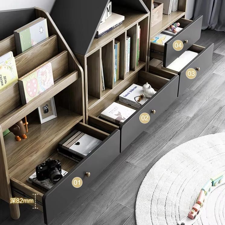 Nordic Style Student Shelf Free Combination Bookcase and Toy Storage Rack for Children and Babies Made of Wood for School Use