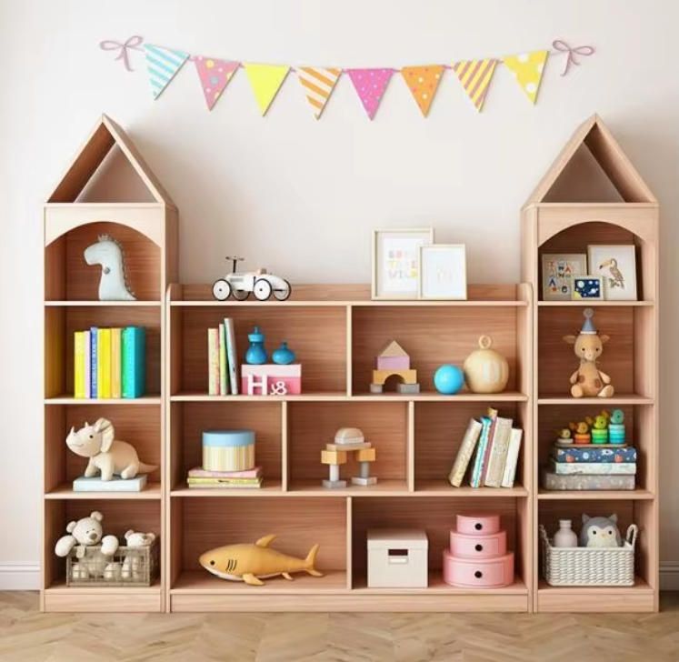 Home Kids' Picture Book Shelf Low Bookcase Woodcrafts Storage Rack for Early Education Organizer