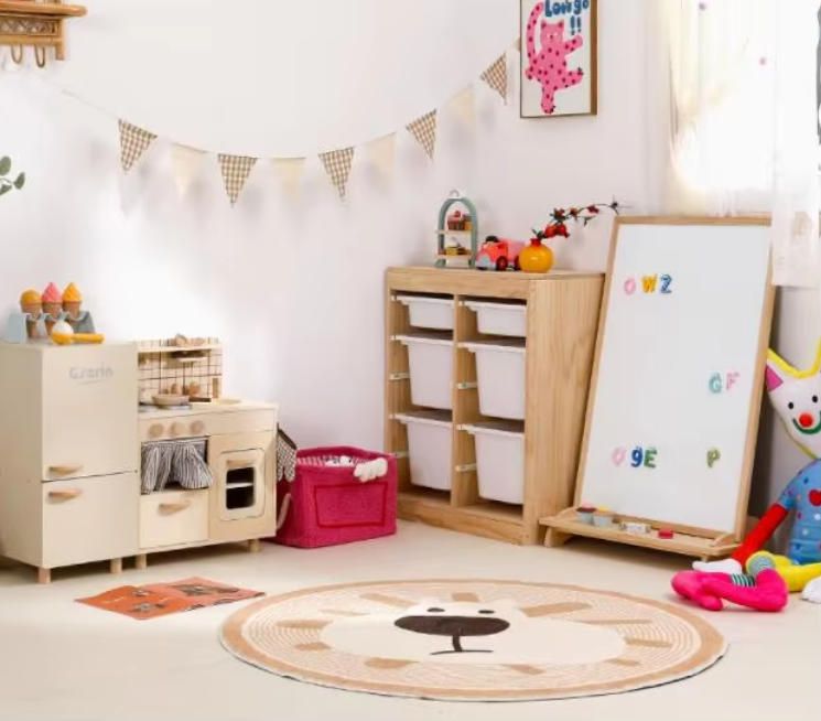 Kids Toy Storage Cabinet with Drawing Board - Children's Room Organizer