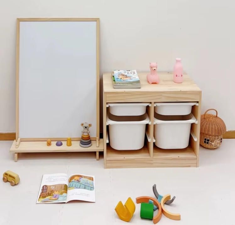 Kids Toy Storage Cabinet with Drawing Board - Children's Room Organizer