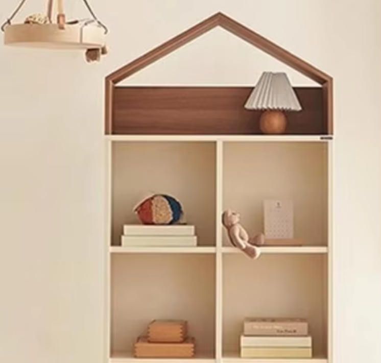 Solid Wood Children's Bookshelf Castle Cabinet Floor Storage Rack Multi-functional Organizer Baby Toy Storage Cabinet