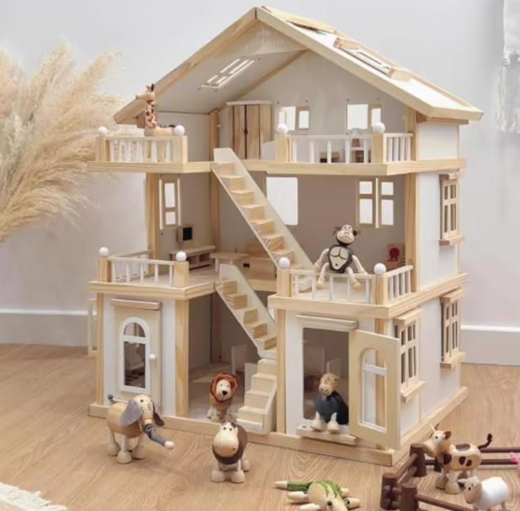 Children's DIY Dollhouse Villa Toy - Educational Pretend Play Castle with Furniture for Kids