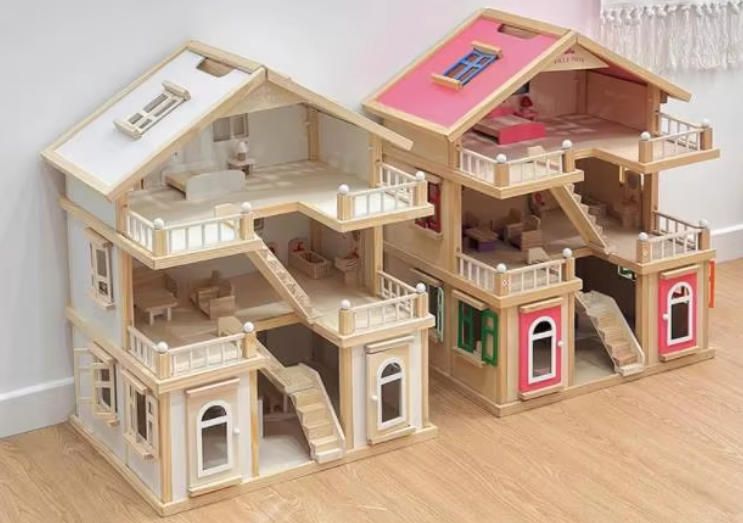 Children's DIY Dollhouse Villa Toy - Educational Pretend Play Castle with Furniture for Kids