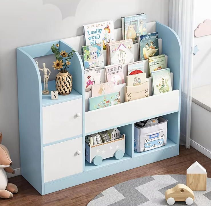 Modern Design Wood Bookcase for Kids Library Book Storage Shelf Cabinets for Children for Bedroom School