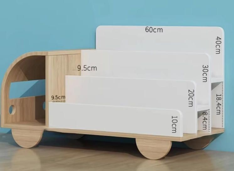 Minimalist Kids Wooden Truck Bookshelf Toddler's Desktop Organizer and Floor Bookcase for Home and School