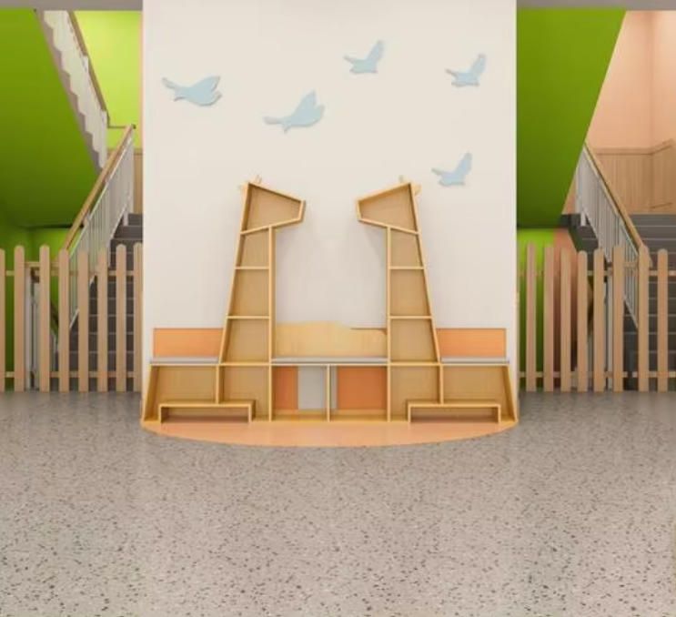 Giraffe Shaped Bookshelf for Kindergarten - Animal Themed Standing Bookshelf
