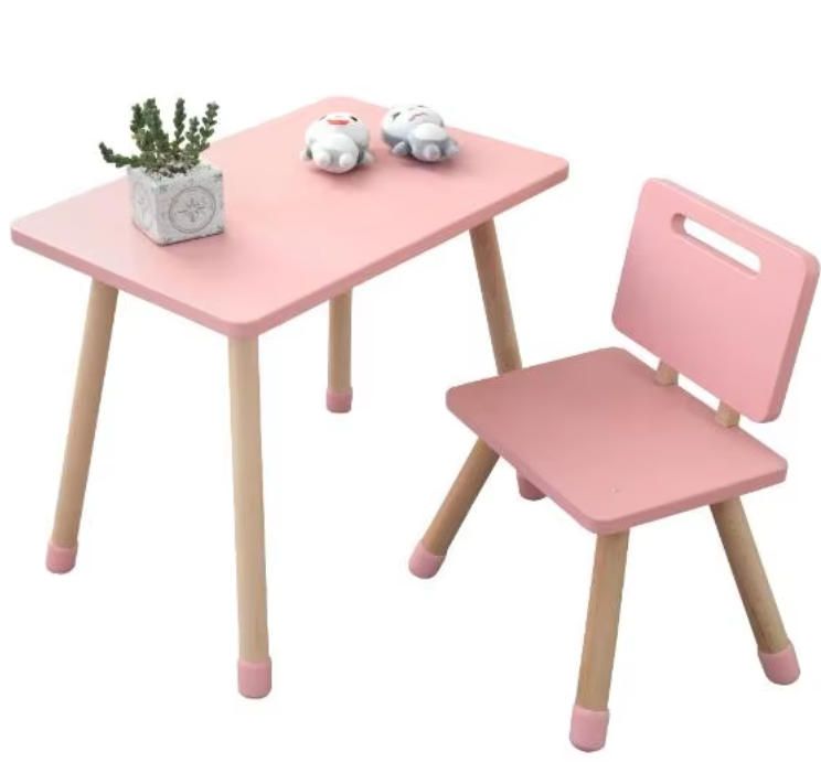 Kids Study Desk and Chair Set for Nursery, Baby Play Table and Chair, Children's Square Table Set