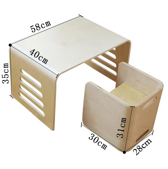 Japan Market Children's Desk and Chair Solid Wood Baby Toys Play Dining Table and Chair Study Multifunctional Kindergarten
