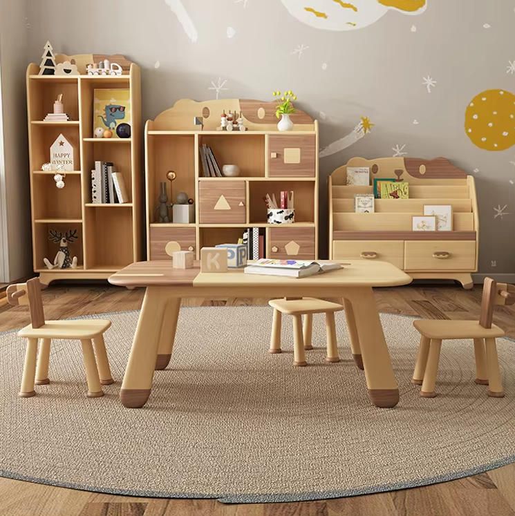 Kindergarten Solid Wood Children's Table Walnut Dining Table Chair Beech Children's Table