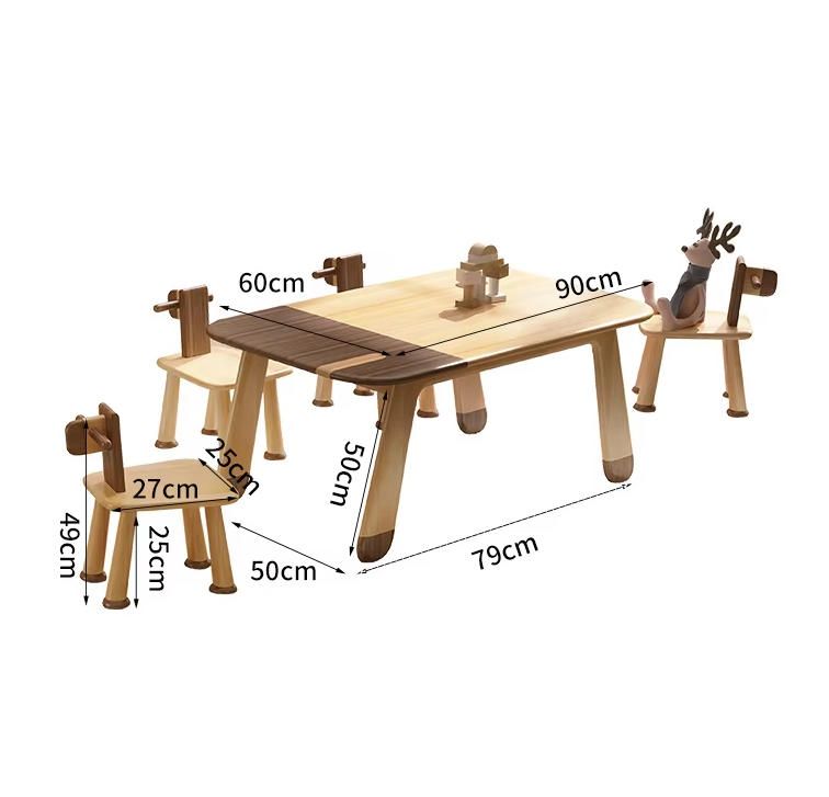 Kindergarten Solid Wood Children's Table Walnut Dining Table Chair Beech Children's Table