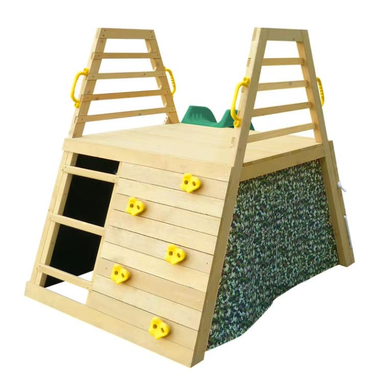 Kids Outdoor Active Play Wooden Climbing Frame with Slide
