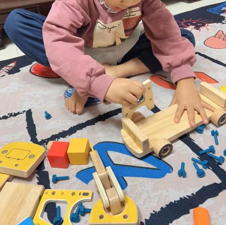Early Education Educational Toys Inertia Woodcrafts Car Simulation Engineering Disassembly Assembly Toy Bulldozer Excavator