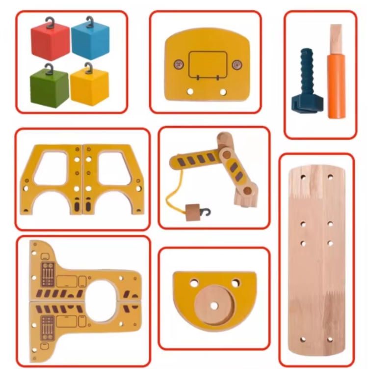 Early Education Educational Toys Inertia Woodcrafts Car Simulation Engineering Disassembly Assembly Toy Bulldozer Excavator