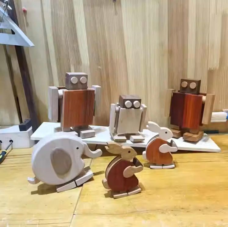 DIY Children's Wooden Toy Figure Statues with Walking Inertia Loose Parts for Woodcrafts for Downhill Slopes