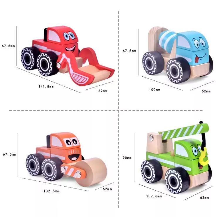 Unisex DIY Assembly Engineering Vehicle with Crane and Car Model Wood Construction Toy for Children Screw Blocks Product