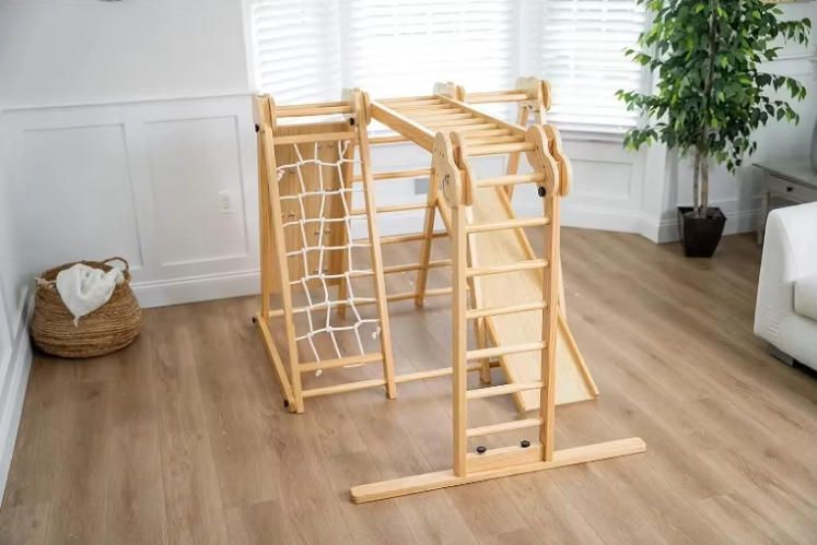 Innovative 7-in-1 Foldable Indoor Play Set for Kids 2-6 Jungle Gym with Slide Climb Wall Monkey Bars Swing Climbing Frames