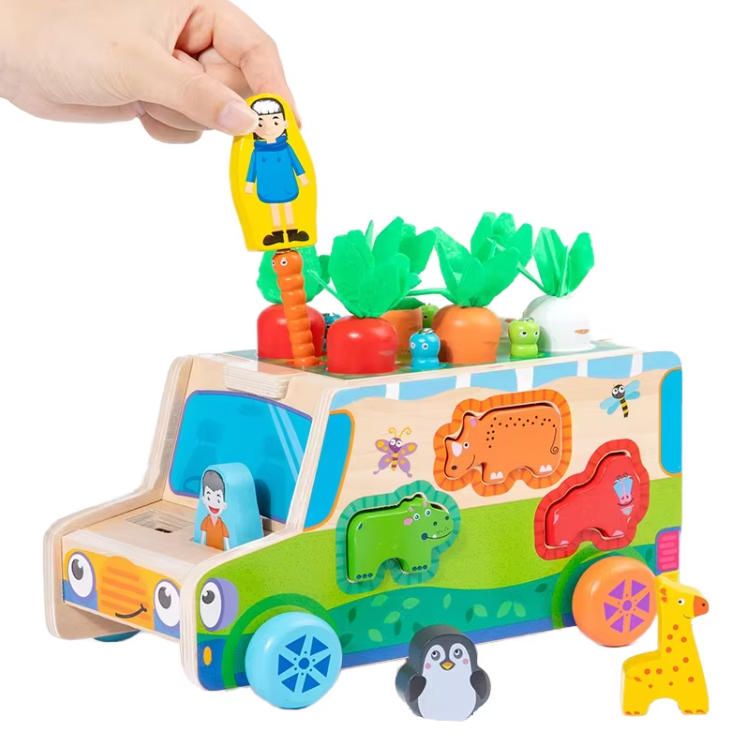Multifunctional Radish Cart Activity Cube Sorter Toys for 5-7 Years Toddlers Early Education Farm Theme Montessori Plays