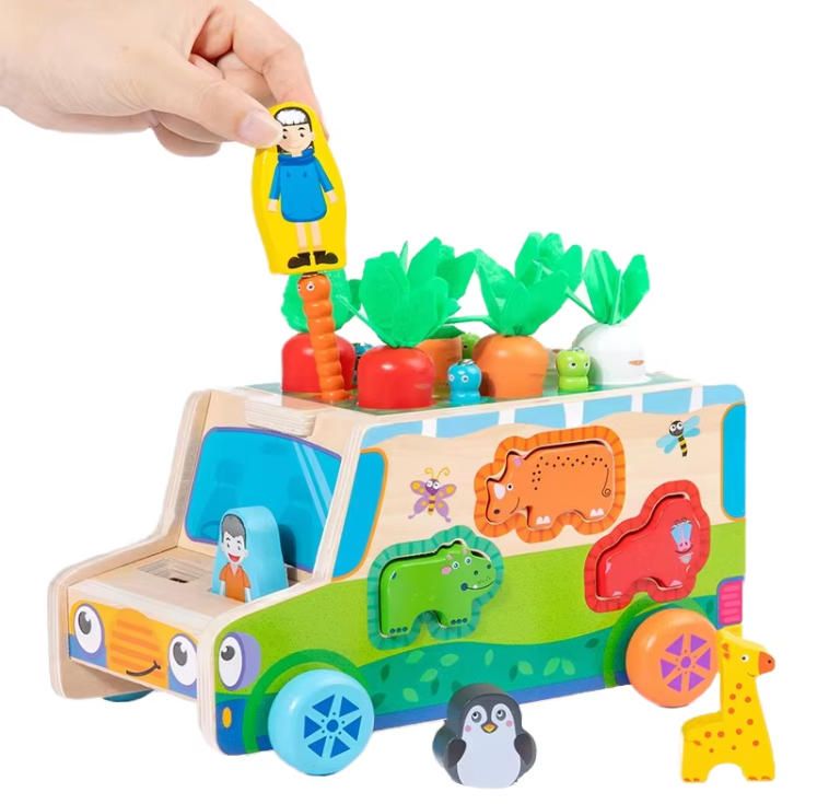 Multifunctional Radish Cart Activity Cube Sorter Toys for 5-7 Years Toddlers Early Education Farm Theme Montessori Plays