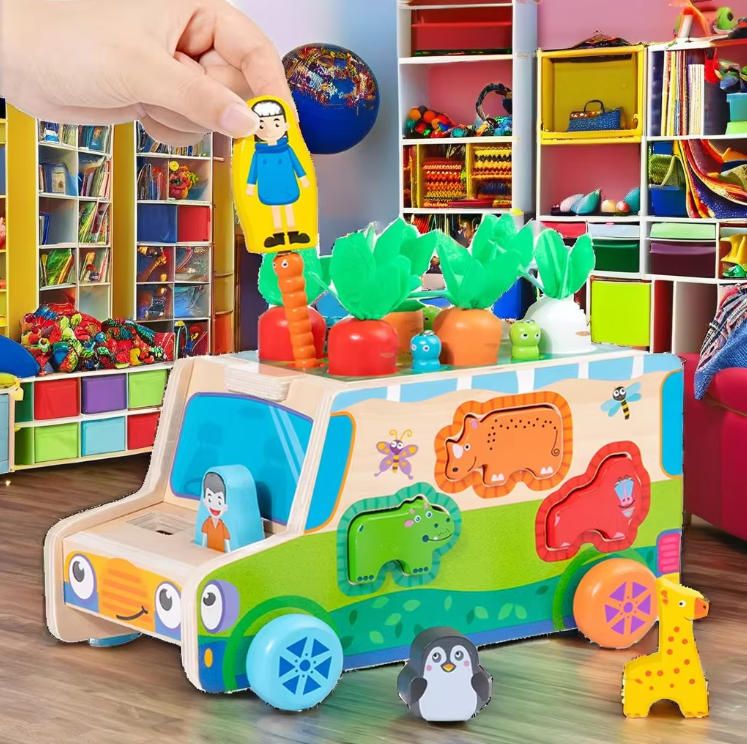 Multifunctional Radish Cart Activity Cube Sorter Toys for 5-7 Years Toddlers Early Education Farm Theme Montessori Plays