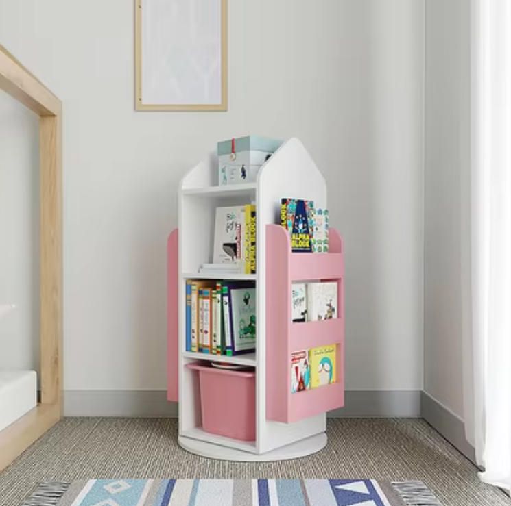 Factory Wholesale Rotatable Bookshelf Kid Portable Children Bookshelf Storage Bookcase Wooden Shelf Storage Racks Kids Bookshelf