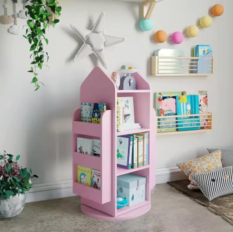 Factory Wholesale Rotatable Bookshelf Kid Portable Children Bookshelf Storage Bookcase Wooden Shelf Storage Racks Kids Bookshelf