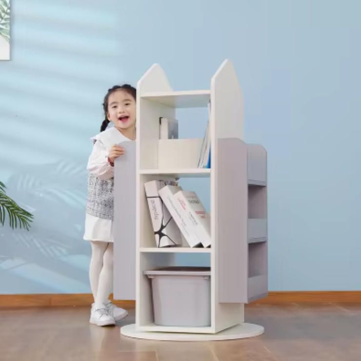 Factory Wholesale Rotatable Bookshelf Kid Portable Children Bookshelf Storage Bookcase Wooden Shelf Storage Racks Kids Bookshelf