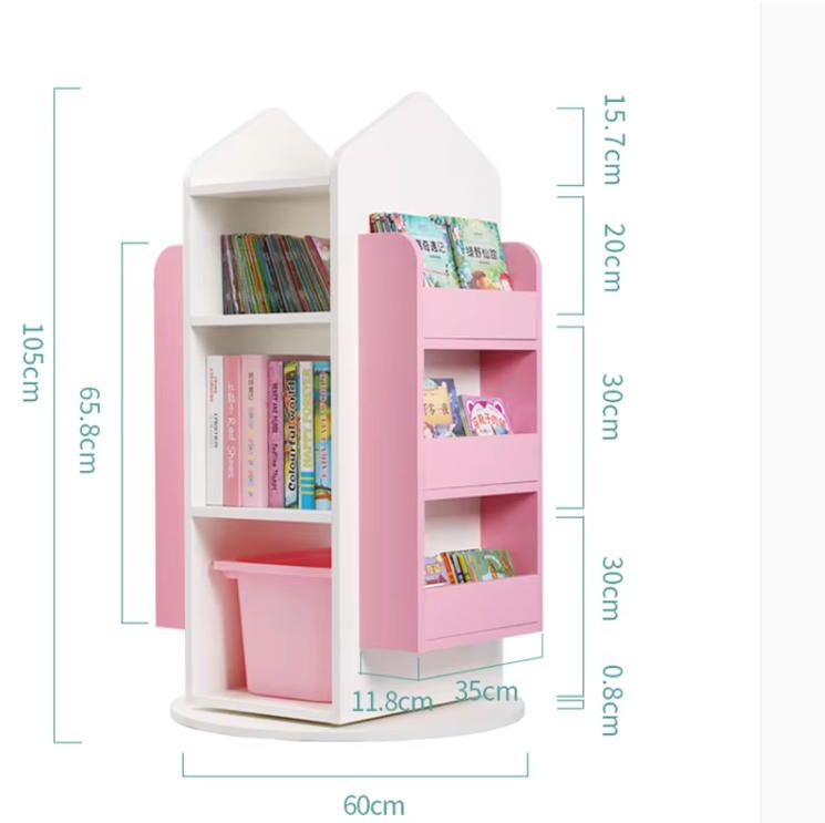 Factory Wholesale Rotatable Bookshelf Kid Portable Children Bookshelf Storage Bookcase Wooden Shelf Storage Racks Kids Bookshelf
