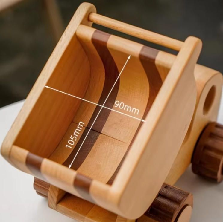 Children's Wooden Dump Truck Toy 3-Size Construction Vehicle for Soil Transport Woodcarving Craft for Boys