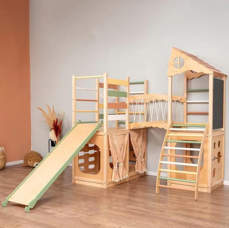Indoor Customizable Wooden Climbing Frame for Children Factory Production Playground Equipment