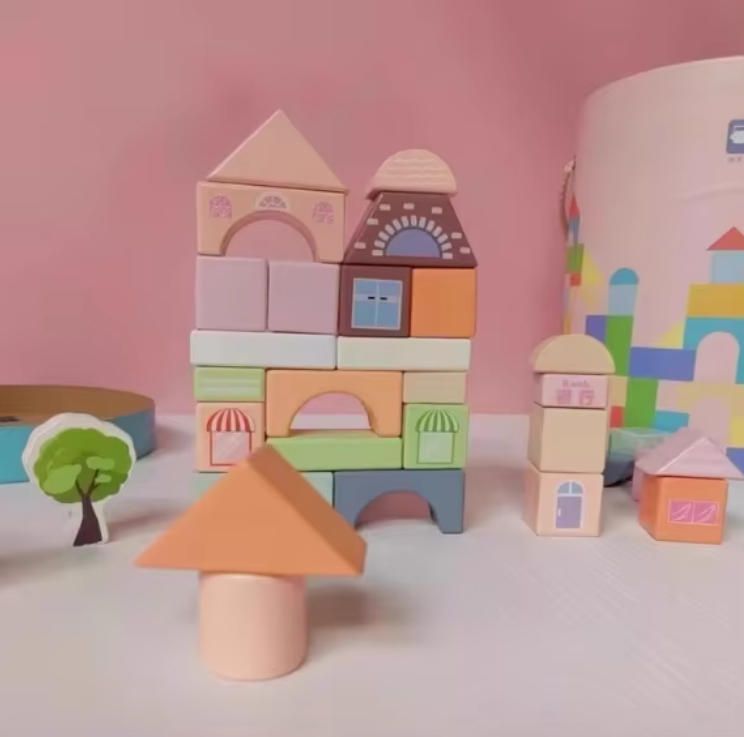 Unisex Large Particle Wooden Puzzle Building Block Toys 1-6 Years Old Baby Stacking Toys for Boys and Girls