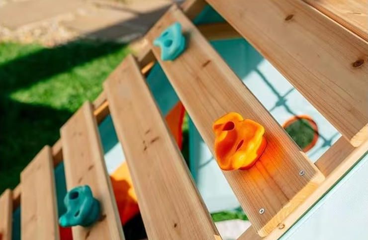 Outdoor Kids' Wooden Climbing Frame with Slide for Outdoor Play